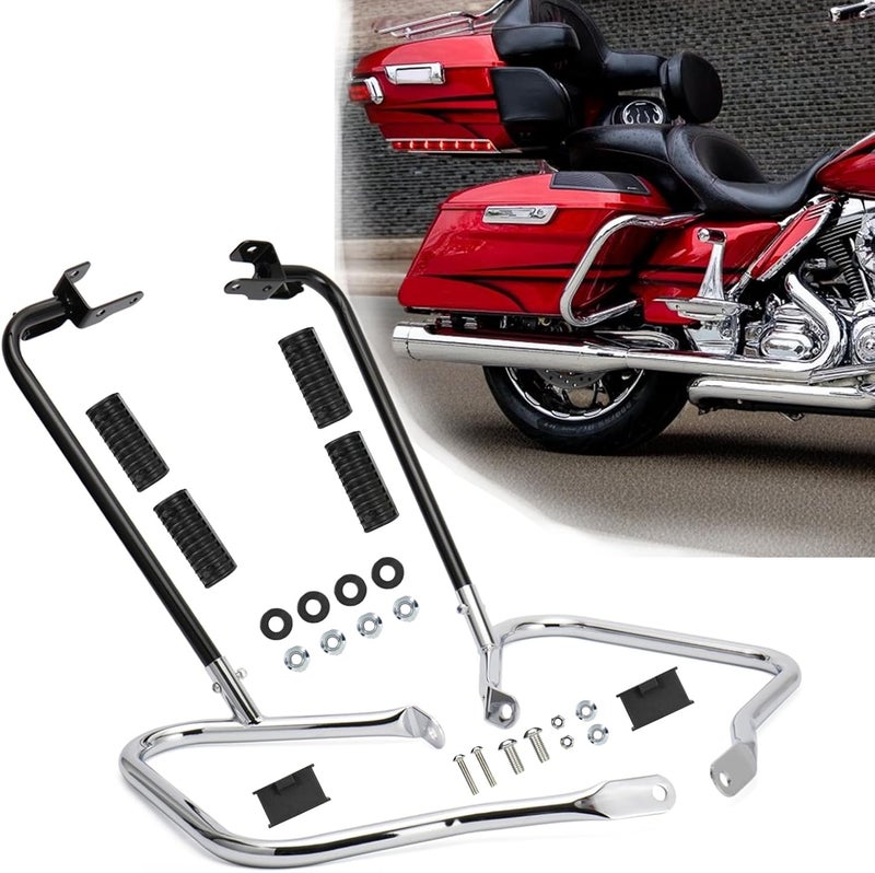 TIGERSGATE Chrome Rear Saddlebag Guards complete Kit for 2014-Later Harley Touring Street Road Glide Electra Glide Road King - Image 1